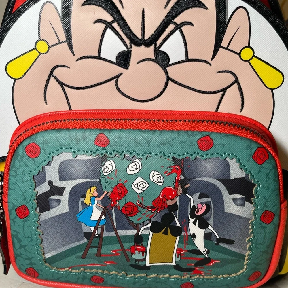 Loungefly Queen of Hearts Character Mini Backpack - Red, Yellow, Black, Green